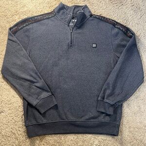 DKNY Quarter Zip Pullover Sweatshirt Mens XL Charcoal Heather Long Sleeve
